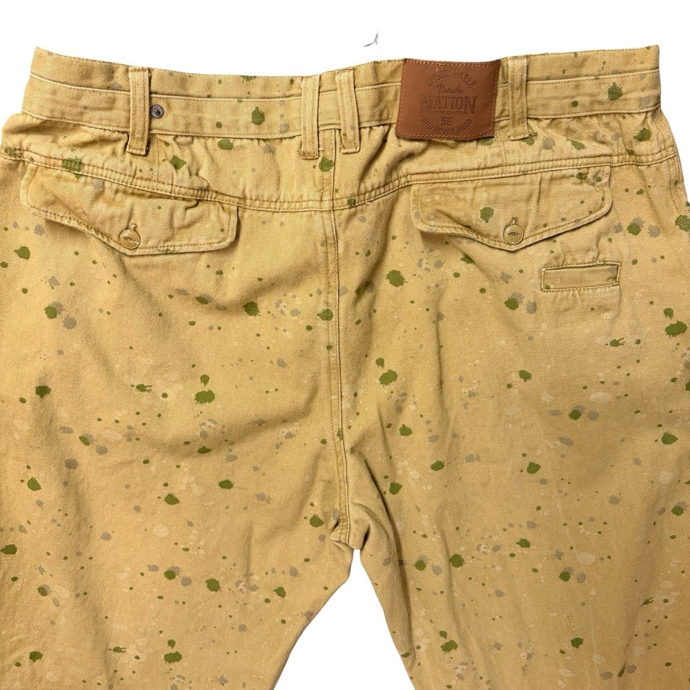 Parish Nation Mens Tan Paint Splatter Denim Pants Tapered Streetwear Size 36x31 - Picture 8 of 12
